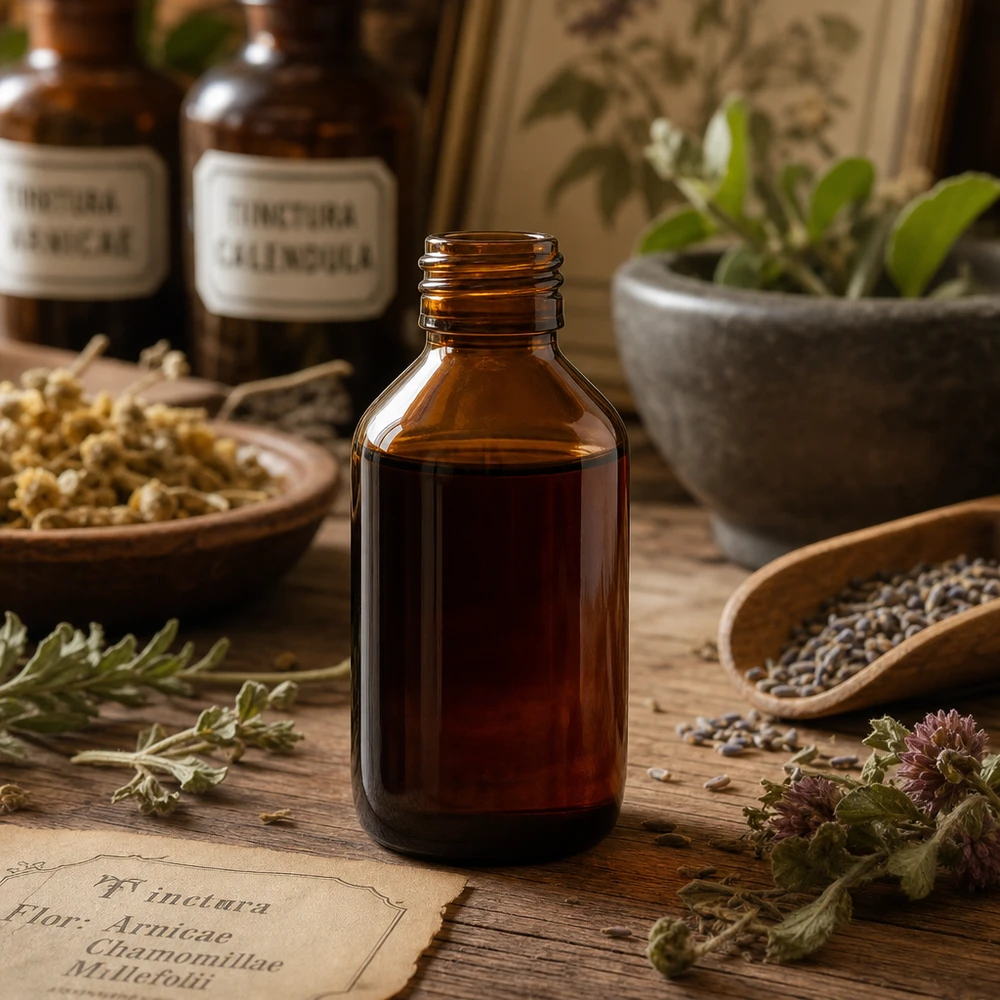 Ruskea 100ml lasipullo PP28 homeopaattisille lääkkeille ja eteerisille öljyille ilman korkkia.