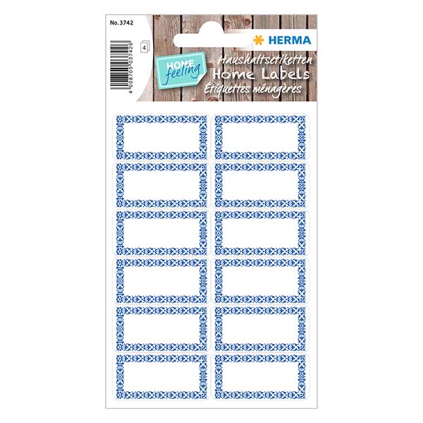 Keittiötarrat sininen/valkoinen (48 tarraa)