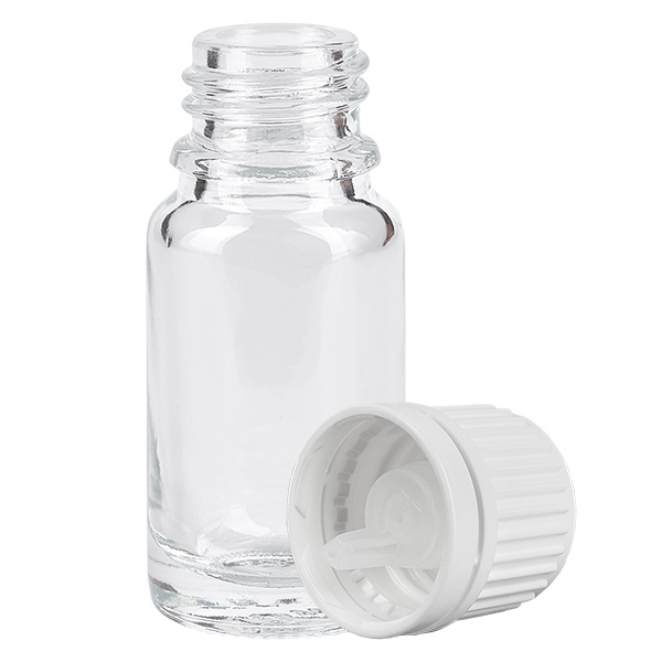 10ml tippapullo 0.7mm valkoinen tamper-evident korkki ClearLine UT18/10