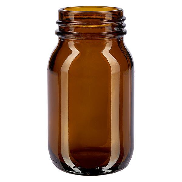 100ml leveäkaulainen pullo meripihkanväristä lasia