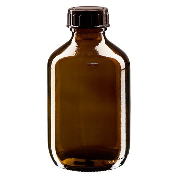 200ml lääkepullo ruskea, jossa ruskea ApoGlas-korkki 200ml lääkepullo ruskea, jossa ruskea ApoGlas-korkki