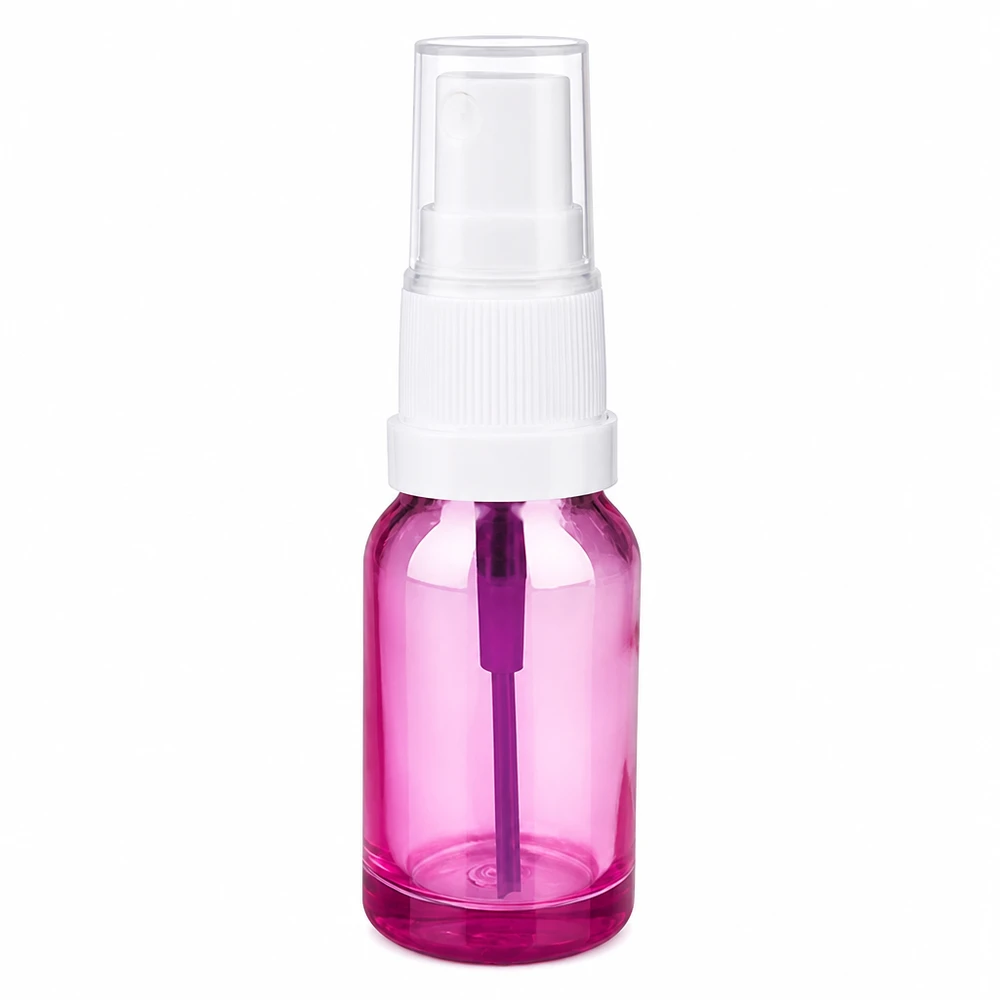 10ml tippapullo valkoinen/läpinäkyvä Standard PurpleLine UT18/10 Standard PurpleLine UT18/10 10ml suihkepullo läpinäkyvää violettia valkoisella pumppukorkilla kosmetiikkaan ja hajuvesiin.