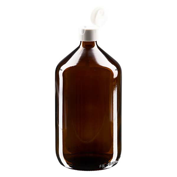 1000ml lääkepullo ruskea, kääntyvällä korkilla ApoGlas 1000ml lääkepullo ruskea, kääntyvällä korkilla ApoGlas