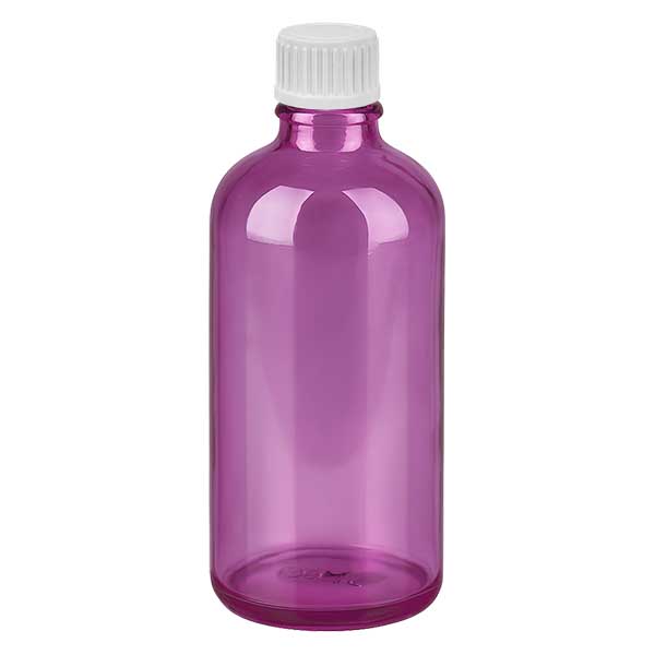 100ml (pallopullo) pullo 3mm kaaderengas valkoinen Standard PurpleLine. UT18/100
