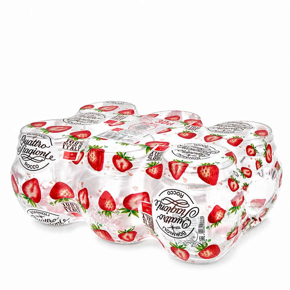 300ml pyöreä purkki Quattro Stagioni mansikkakannella Säilöntätölkkisarja Italialaisia lasisia säilöntäaineita