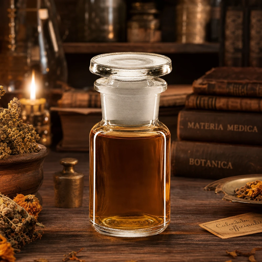 Pyöreä olkapääpullo 50ml kirkas leveäkaulainen lasitulppa Läpinäkyvä, leveäkaulainen apteekkipullo, 50 ml, lasitulpalla varustettu ja täytetty meripihkaisen värisellä öljyllä