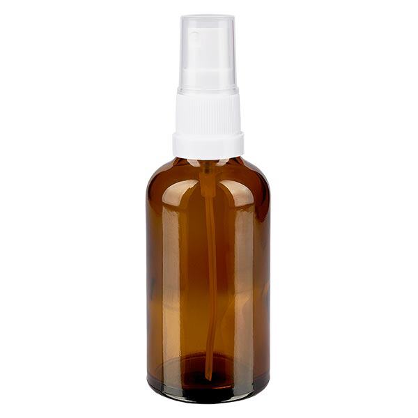 Apteekkipullo ruskea 50ml suihkepullon korkki valkoinen Apteekkipullo ruskea 50ml suihkepullon korkki valkoinen