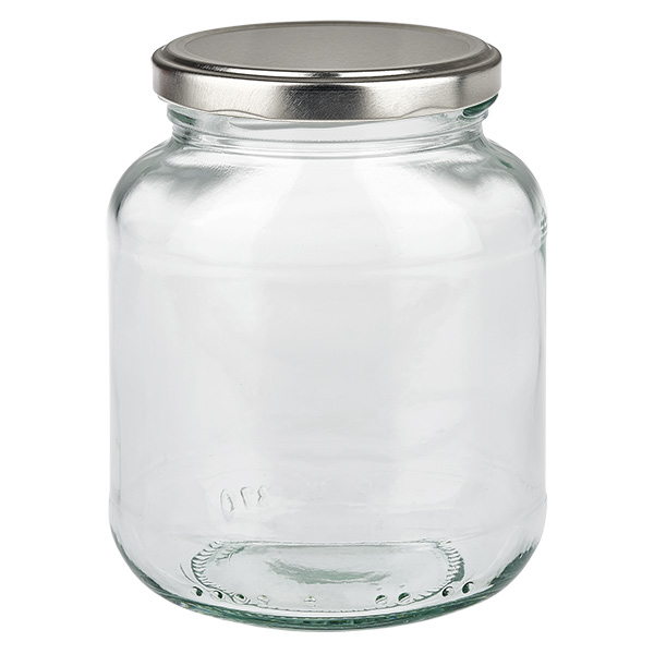 370ml ovaali lasipurkki, jossa on BasicSeal-kansi hopea UNiTWIST