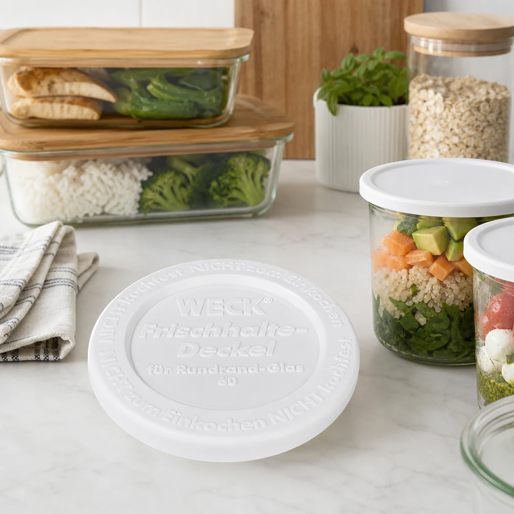 WECK säilöntäkansi RR60 WECK Keep Fresh Lid RR60 Meal Prep Salaatti purkissa Valmista terveellisiä aterioita Kerrospurkki Vihannekset