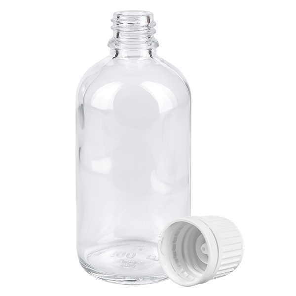 100ml pullo 11mm kierrekorkki valkoinen väärentämisen estävä korkki ClearLine UT18/100 100ml pullo 11mm kierrekorkki valkoinen väärentämisen estävä korkki ClearLine UT18/100