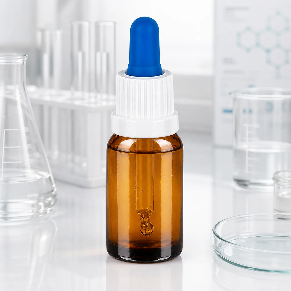 10 ml:n pipettipullo BrownLine, jossa on tarkka tiputusannostelu laboratorio- ja kosmetiikkasovelluksiin.