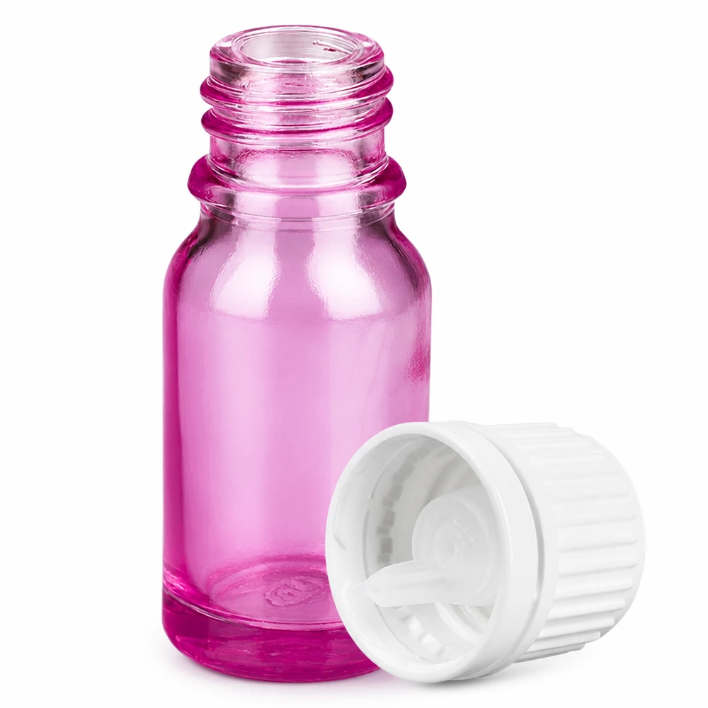 10ml tippapullo 0,7mm valkoinen Originality kierrekorkki PurpleLine UT18/10 PurpleLine UT18/10 10ml PurpleLine violetti lasipullo, jossa on 0.7mm tippaeriste tarkkaa annostelua varten UT18/10