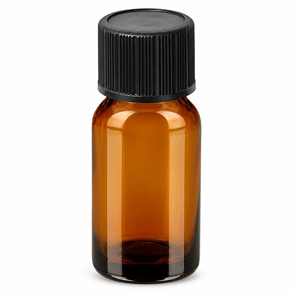 10ml tippapullo ruskea, musta korkki eteerisille öljyille ja esansseille.