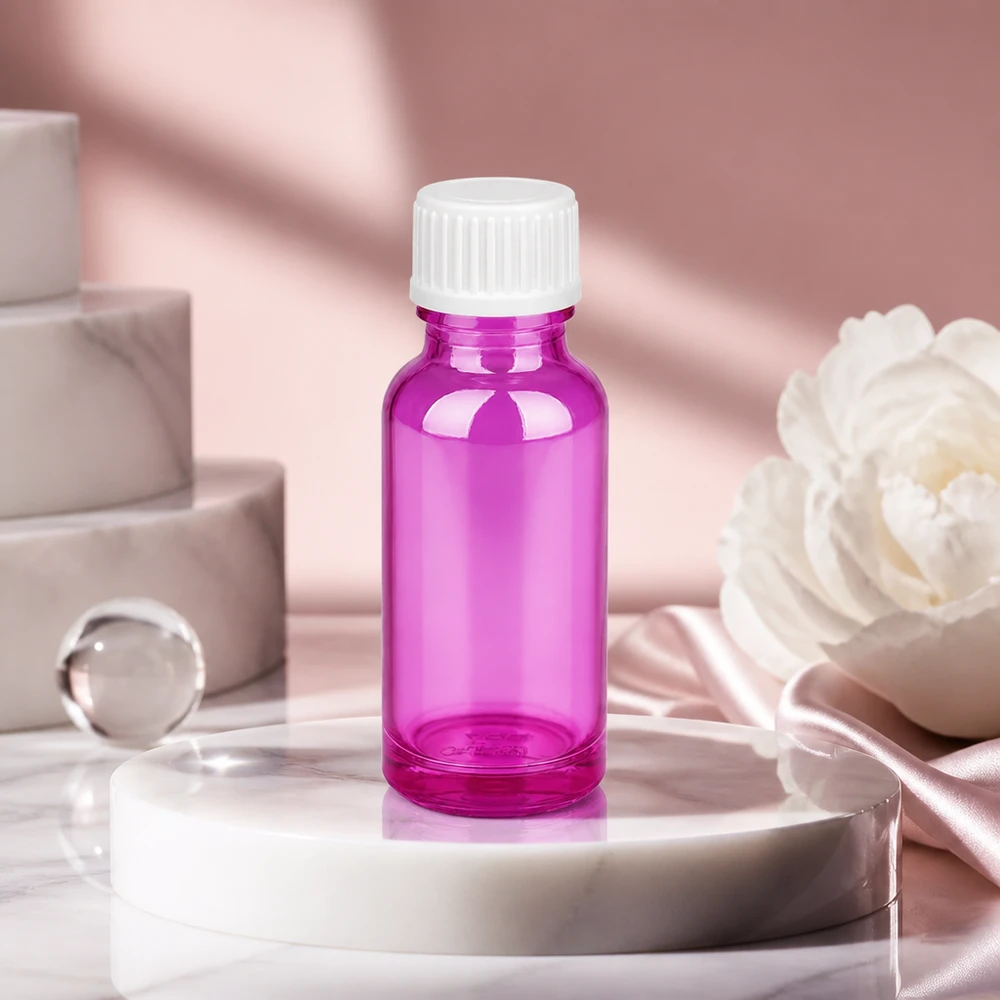 20ml tippapullo 0,9mm valkoinen standardi PurpleLine. UT18/20 Pieni 20 ml tippapullo kirkkaan violetilla värillä ja valkoisella kierrekorkilla jokapäiväiseen käyttöön.