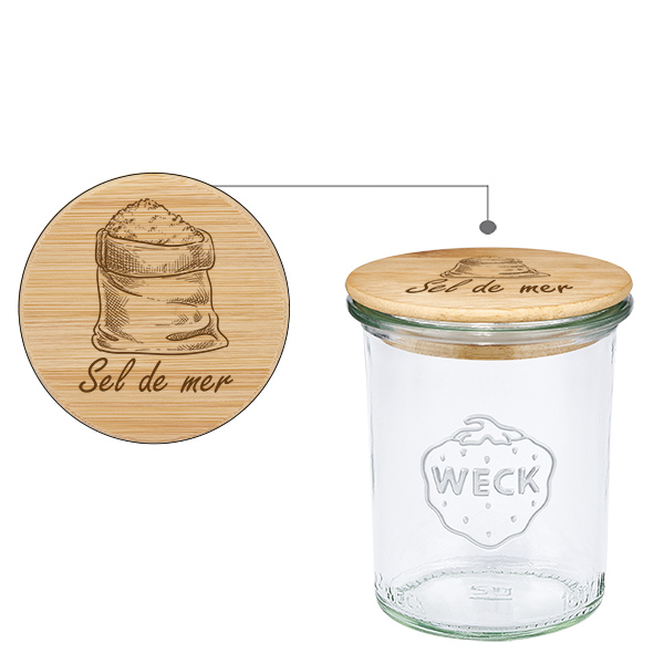 Puupäällyste "Sel de mer" avec WECK verre plongeant 160ml Puupäällyste "Sel de mer" avec WECK verre plongeant 160ml