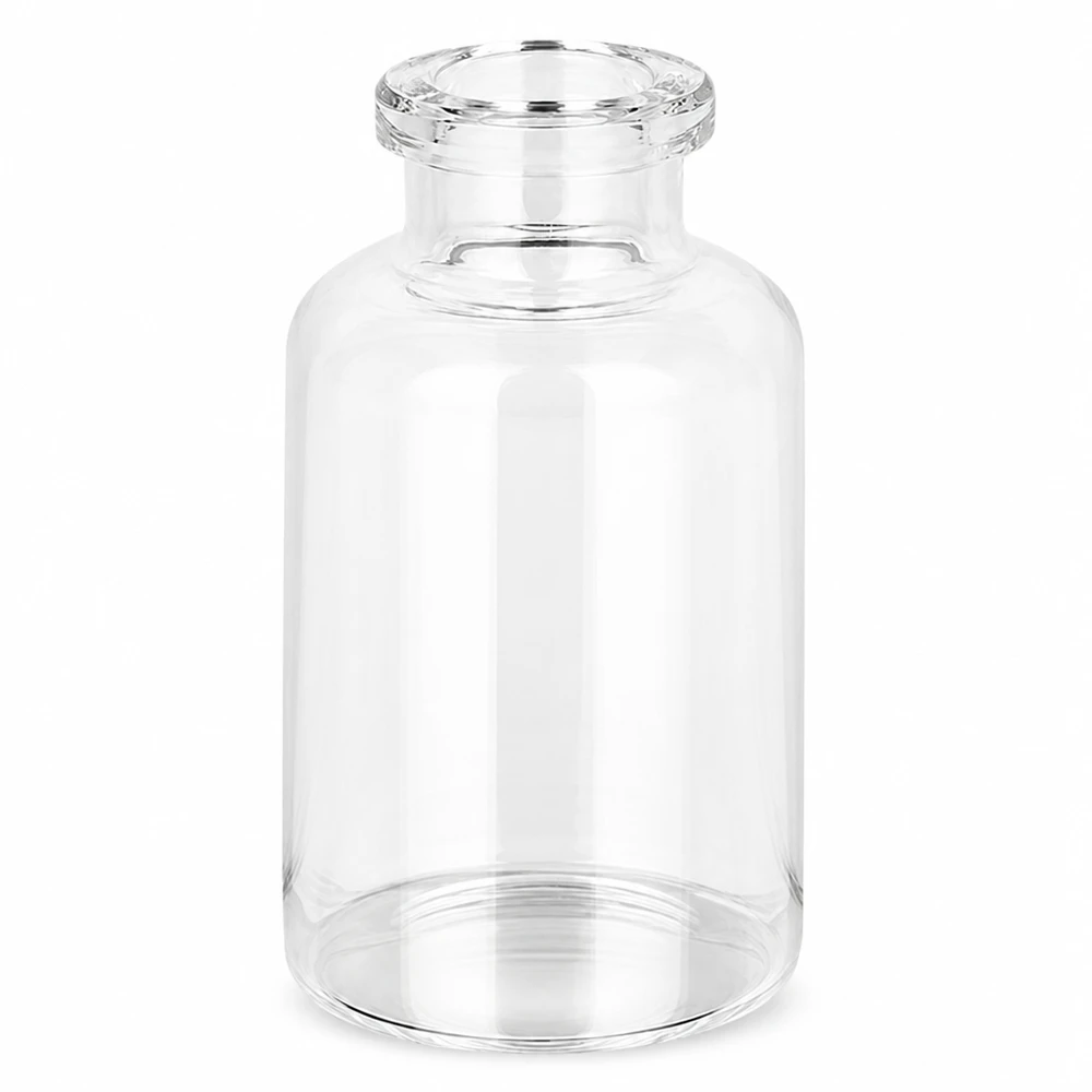 Pharmazeutische Klarglasflasche 20ml für Injektionspräparate mit typischer Vialdosierform
