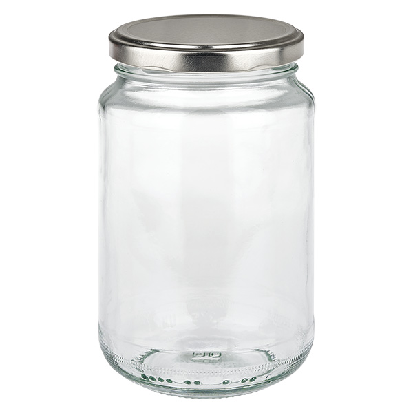 375 ml:n pyöreä purkki, jossa on BasicSeal-kansi hopea UNiTWIST