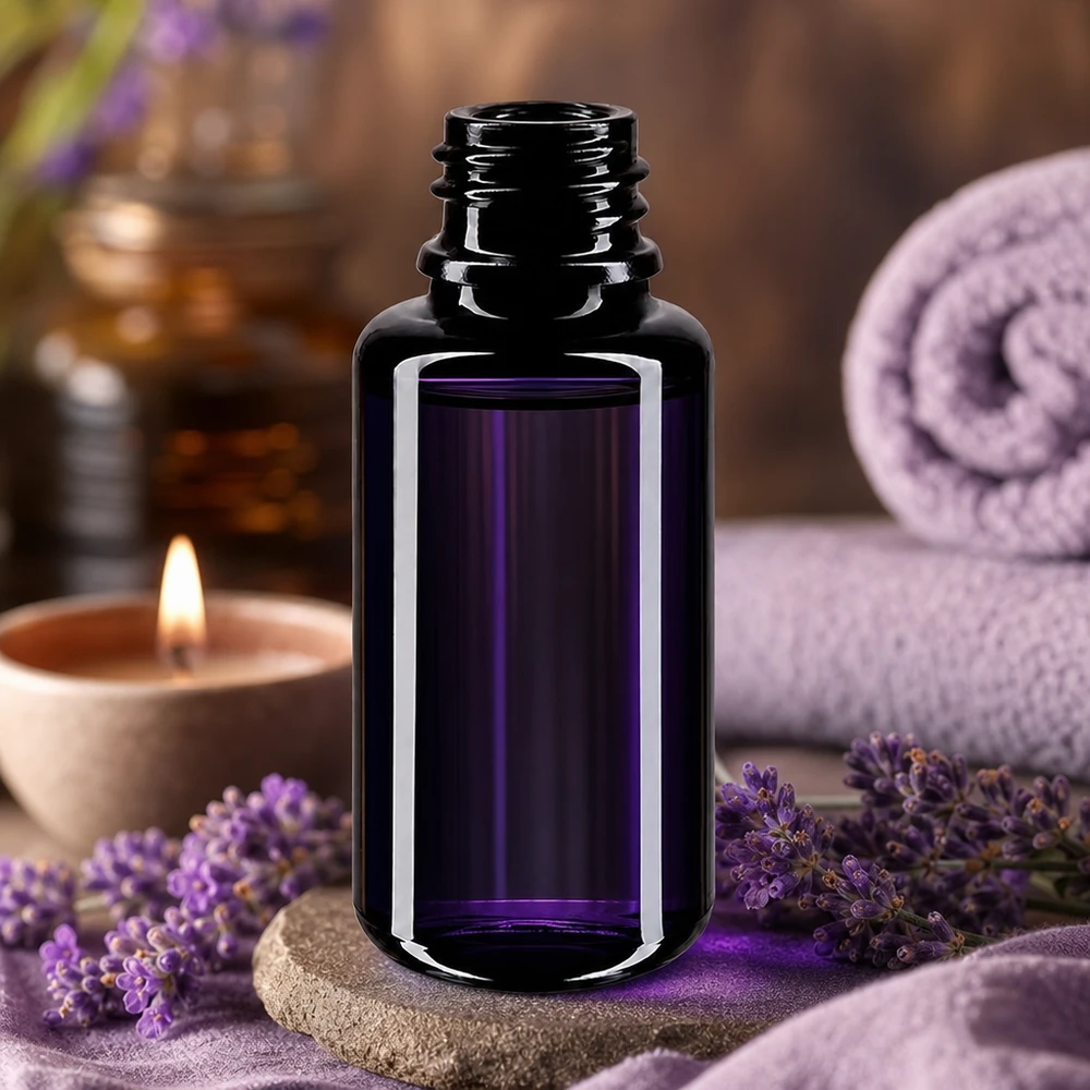 Violetti lasipullo 20ml DIN 18 (Mironglas) (Mironglas). Premium Miron violetti lasipullo 20ml suojaa ainesosia haitalliselta valolta.
