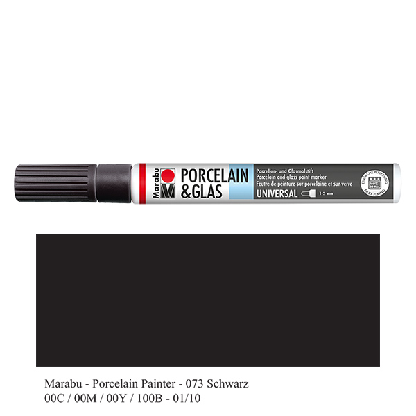 Musta värikynä 1-2mm lasille/posliinille Musta värikynä 1-2mm lasille/posliinille
