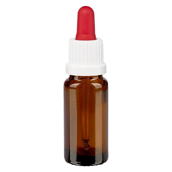 Apteekkipullo ruskea 10ml pipettipullo valkoinen/punainen peukalointiturvallinen korkki Apteekkipullo ruskea 10ml pipettipullo valkoinen/punainen peukalointiturvallinen korkki