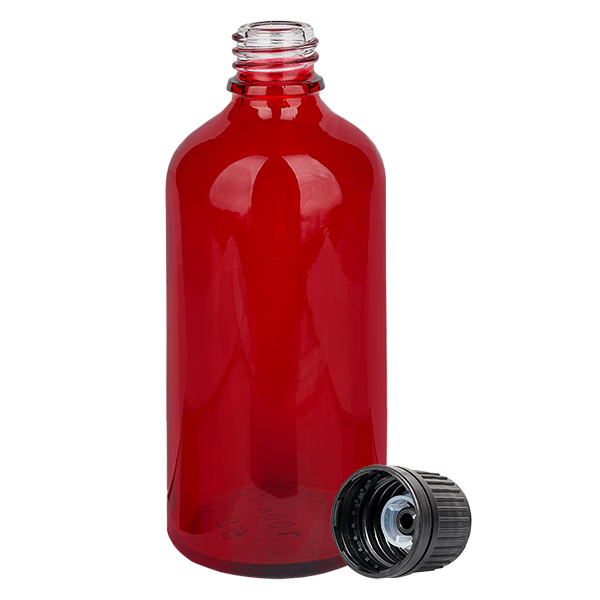 100ml pallopullo 8mm kaaderengas musta väärentämisen varmentava korkki RedL. UT18/100