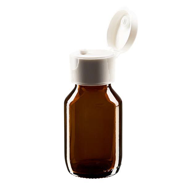 50ml lääkepullo ruskea, jossa on kääntyvä kansi ApoGlas 50ml lääkepullo ruskea, jossa on kääntyvä kansi ApoGlas