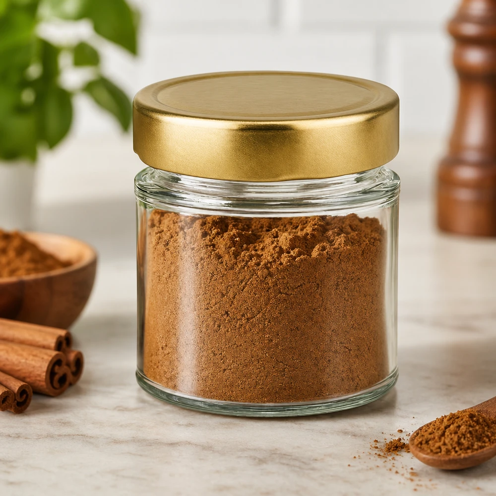 154ml pyöreä purkki BasicSeal kulta täynnä ruskeaa jauhetta kaneli mausteet keittiö maisema säilytys purkki varastointi purkki varastointi
