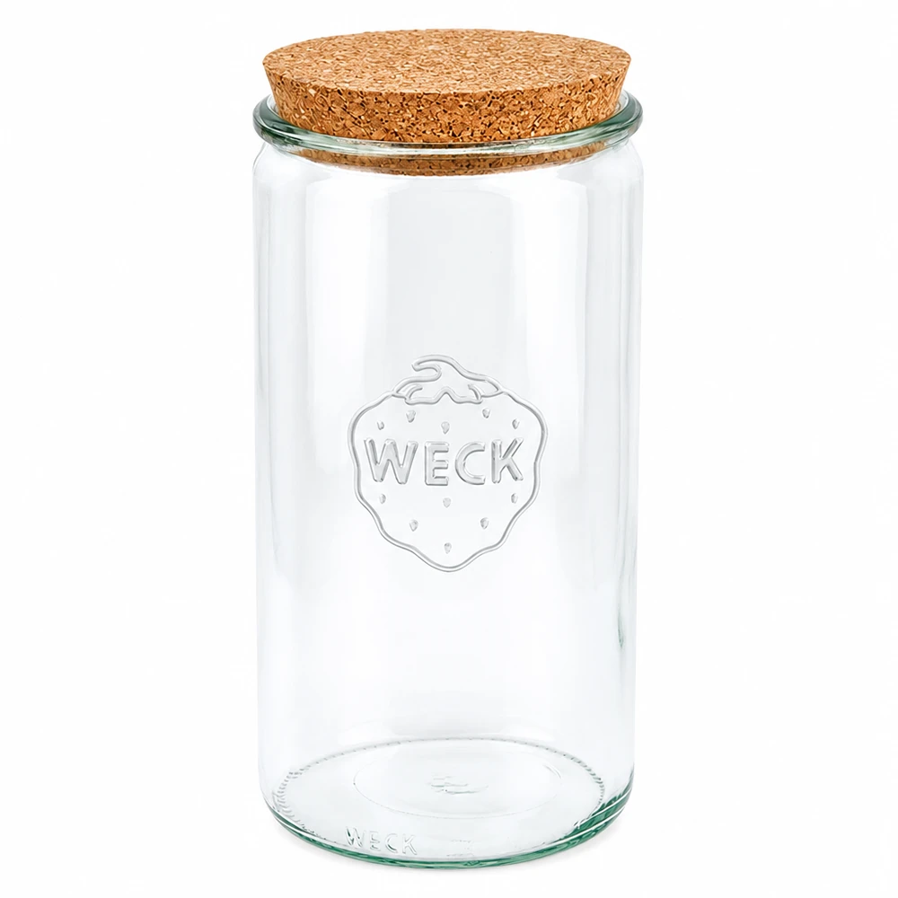 1590ml sylinteripurkki WECK RR100 korkilla luonnonmukainen WECK sylinteripurkki 1590ml RR100 luonnonkorkkikannella säilöntäpurkki säilytyspurkki säilytyspurkki läpinäkyvästi