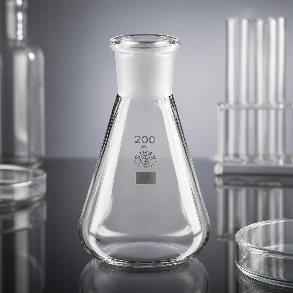 Erlenmeyer-pullo 200ml, jossa on vakiohiottu liitos (29/32).