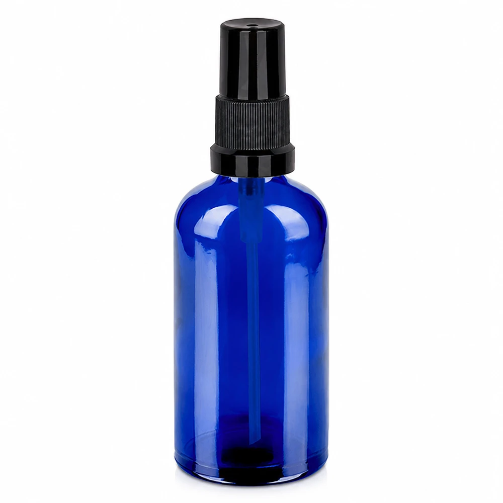 100ml suihkepullo musta STD BlueLine UT18/100 - sininen lasi mustalla suihkepäällä