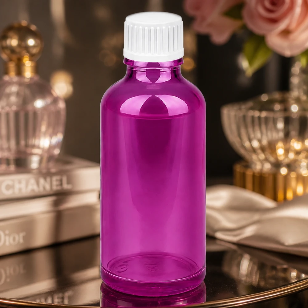 50ml tippapullo 0,9mm valkoinen standardi PurpleLine. UT18/50 Pieni 50ml violetti tippapullo DIY-kosmetiikkaan ja kotitekoisiin seerumeihin.