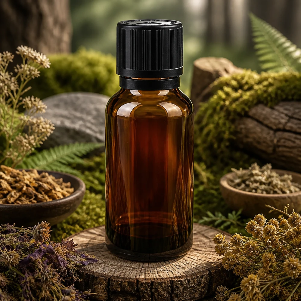 Apteekkipullo ruskea 20ml tippapullon korkki kaaderengas 1mm musta lapsilukko sokea varoitussymboli tamper evident sulkeminen. 20 ml:n ruskealasinen apteekkipullo, jossa on lapsiturvallinen korkki ja 1 mm:n musta suojus