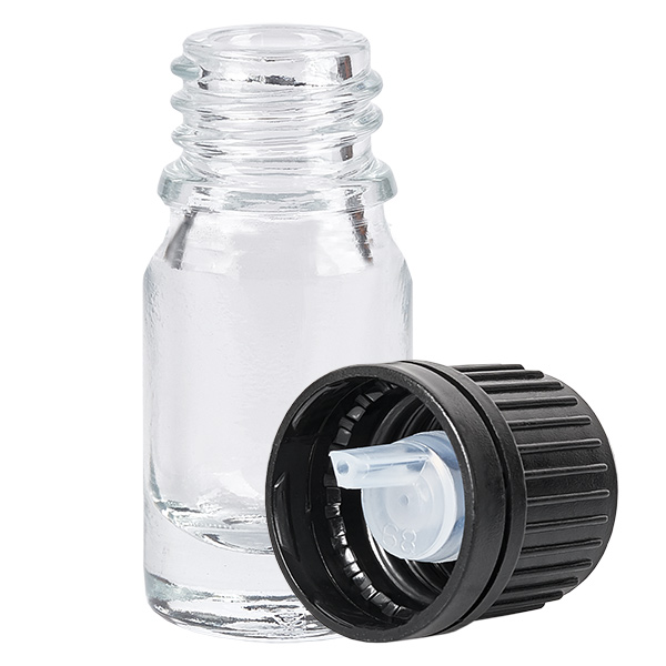 5ml tippapullo 1mm musta peukaloinnin estävä korkki ClearLine UT18/5 5ml tippapullo 1mm musta peukaloinnin estävä korkki ClearLine UT18/5