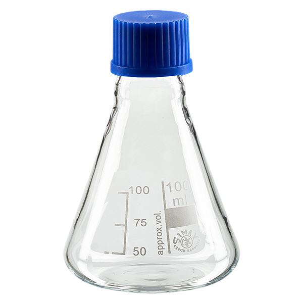 Erlenmeyer-pullo 100ml, jossa on kierrekorkki.