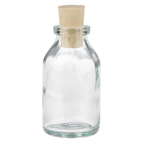 Kirkas lasipullo 20ml, jossa on korkki 11/14mm