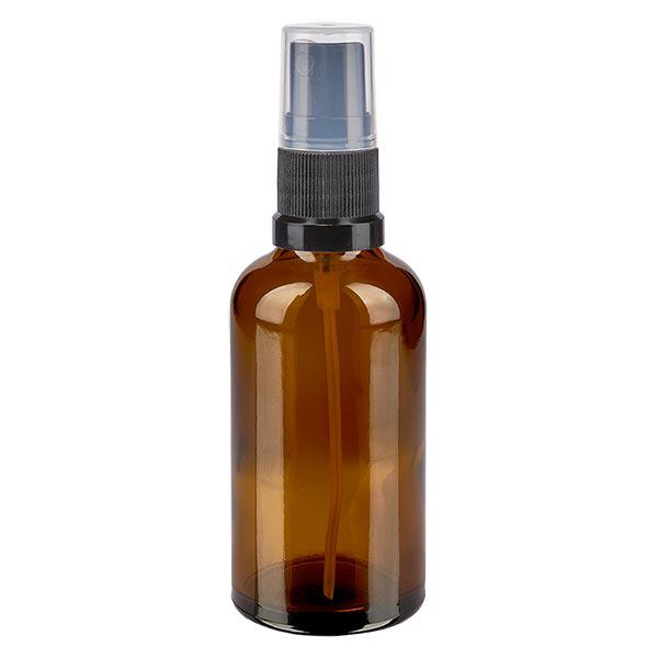 Apteekkipullo ruskea 50ml suihkepullon korkki musta Apteekkipullo ruskea 50ml suihkepullon korkki musta