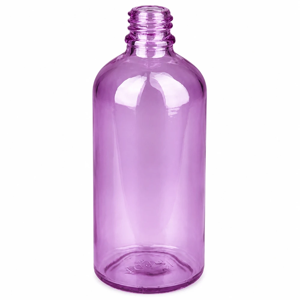 100ml nenäsumutinpullo valkoinen/läpinäkyvä vakio PurpleLine UT18/100 vakiopää PurpleLine UT18/100 Violetti nenäsumutepullo 100ml, valmistettu PET-materiaalista ja UT18-standardikierteellä lääkinnällisiin sovelluksiin.