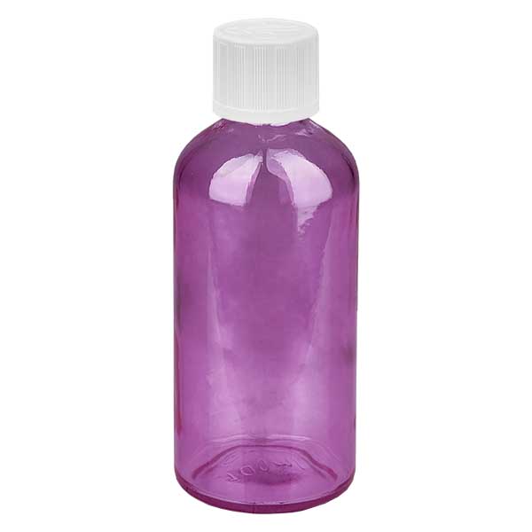 100ml pullo 11mm ruuvikorkki valkoinen standardi lapsiturvallinen PurpleLine. UT18/100