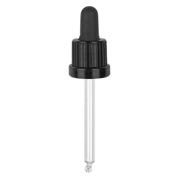 Lasinen tippapipetti musta/musta 18mm PL78 OVII Lasinen tippapipetti musta/musta 18mm PL78 OVII