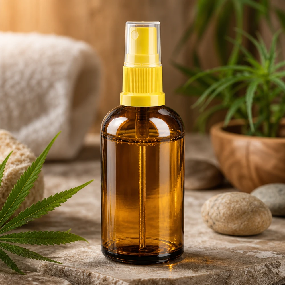 100ml suihkepullo keltainen/läpinäkyvä vakiokorkki BrownLine UT18/100 Korkealaatuinen 100ml lasinen, meripihkanvärinen suihkepullo, jossa on UV-suoja valolle herkille aineille.