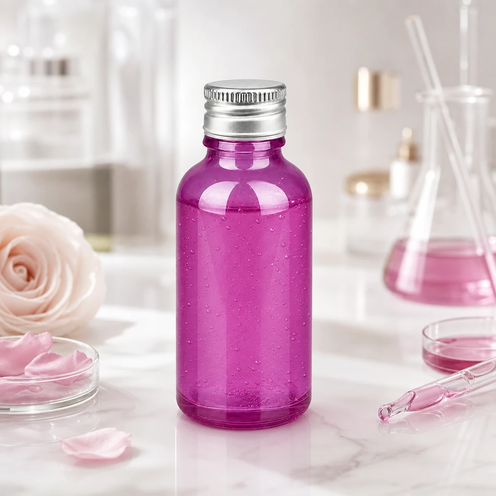 30ml pullo 11mm ruuvikorkki alumiini-hopea vakio PurpleLine.UT18/30 Violetti lasipullo 30ml alumiinikorkilla laboratoriosovelluksiin ja kosmetiikan tuotantoon.