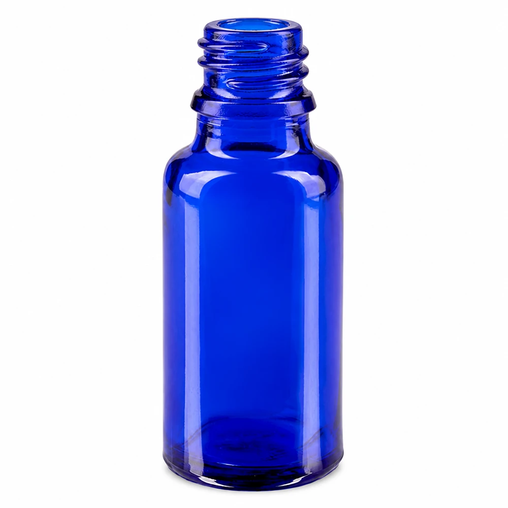 Tiputinpullo 20ml DIN 18 BLAUGLAS 20ml sininen apteekkipullo korkealaatuisesta ApoGlasista lääkkeille ja tinktuureille.