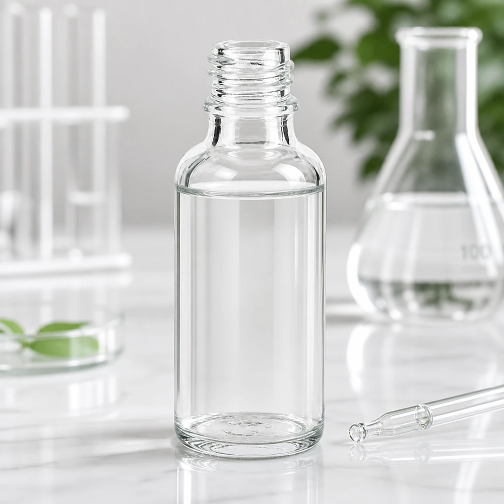 Kirkas lasipullo 30ml DIN 18 Pyöreä 30ml ApoGlas apteekkipullo, jossa on klassinen muoto ammattikäyttöön.