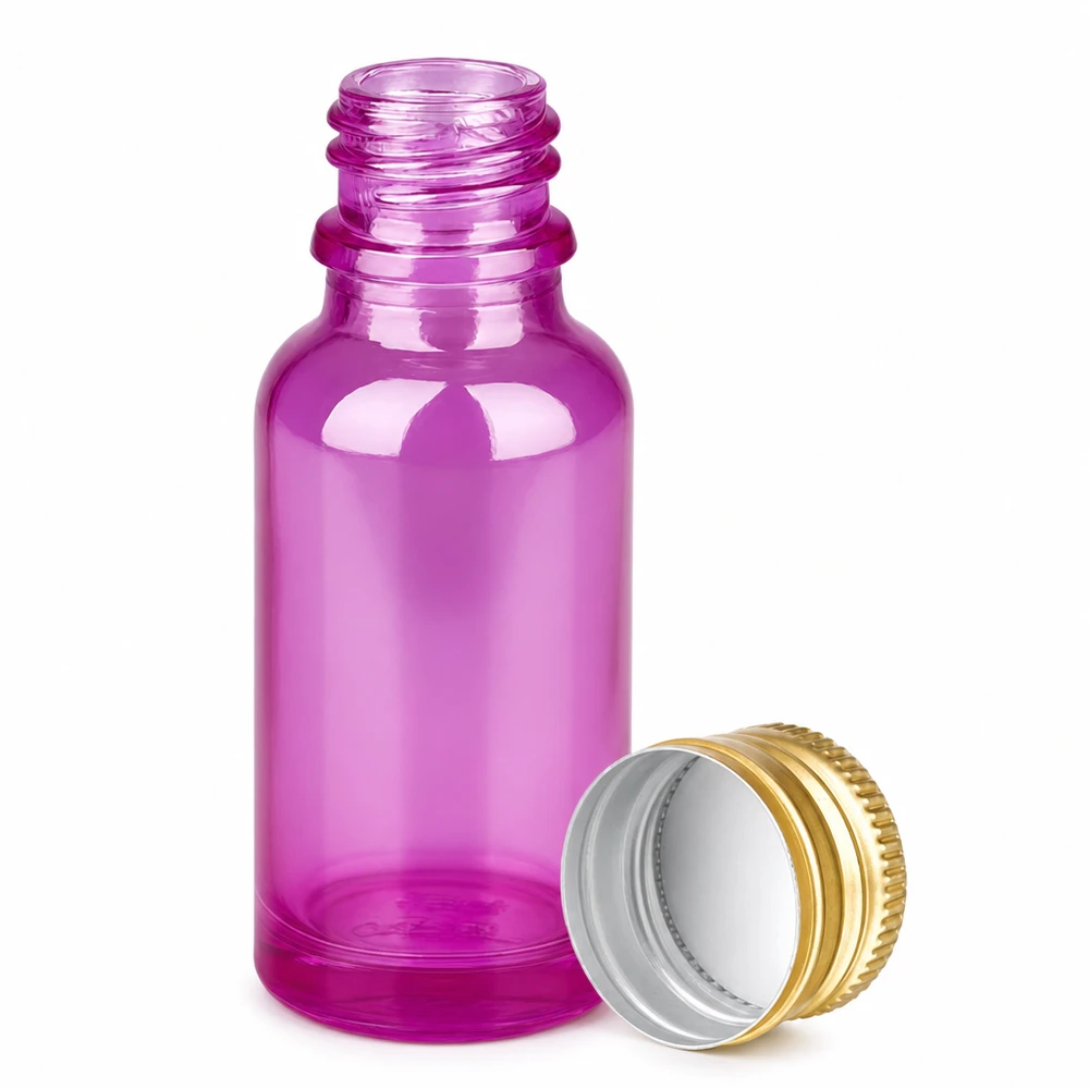 Violetti 20ml lasipullo kultaisella alumiinisella kierrekorkilla eteerisille öljyille