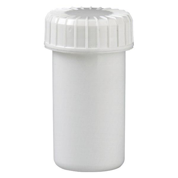 Valkoinen 20 ml:n ruuvikorkkinen purkki, jossa on uritettu kansi. Valkoinen 20 ml:n ruuvikorkkinen purkki, jossa on uritettu kansi.