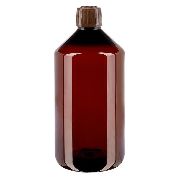 PET-pullo 750ml ruskealla väärentämisen estävällä korkilla varustettuna PET-pullo 750ml ruskealla väärentämisen estävällä korkilla varustettuna