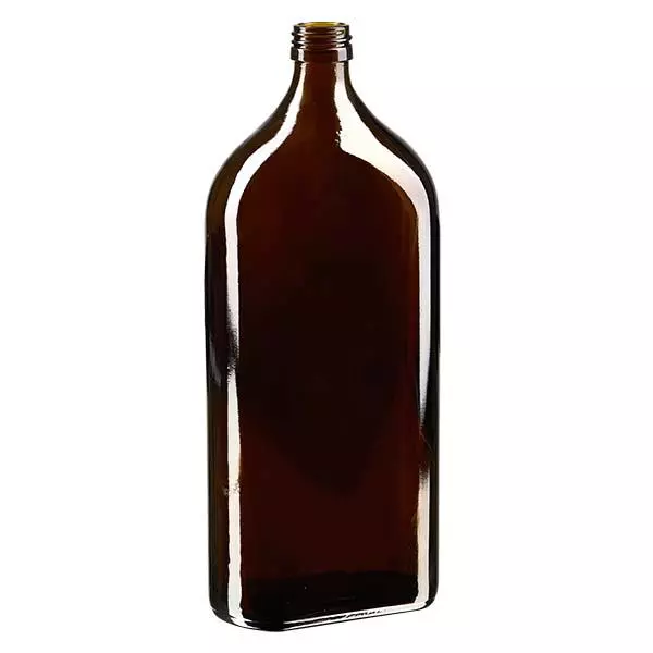 1000 ml Meplat-pullo ruskea PP28