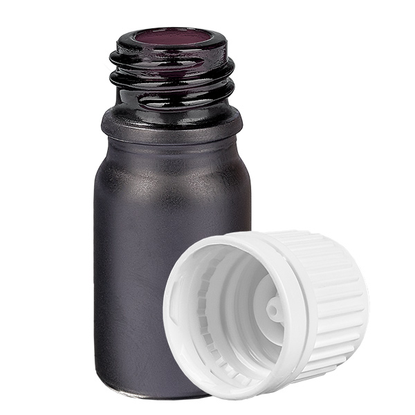 5ml pullo 11mm kierrekorkki valkoinen väärentämisen estävä korkki BlackLine UT18/5 5ml pullo 11mm kierrekorkki valkoinen väärentämisen estävä korkki BlackLine UT18/5