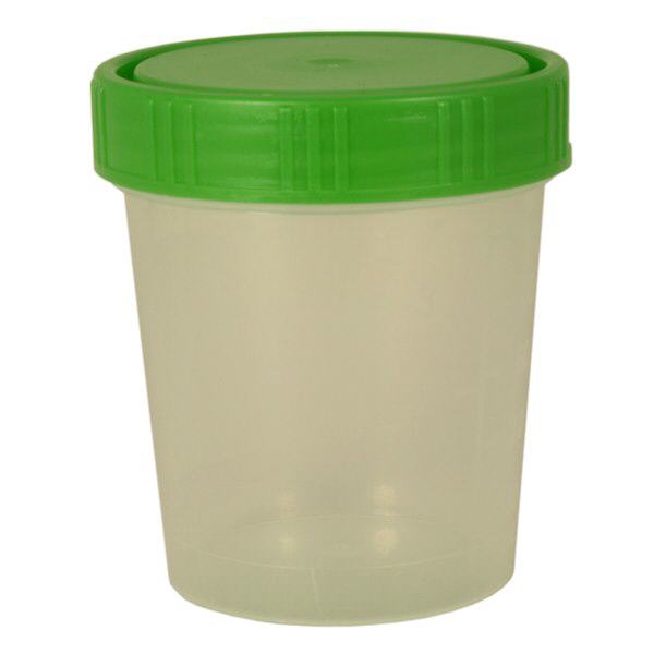 Luonnollinen virtsapullo 125ml, jossa on vihreä kierrekorkki