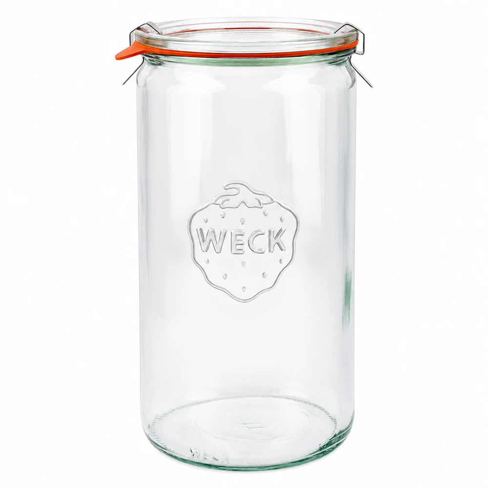 1590ml sylinteripurkki täydellinen WECK RR100 WECK sylinteripurkki 1590ml RR100 lasikannella, kumirengas ja puristimet säilöntätölkki läpinäkyvä tyhjä